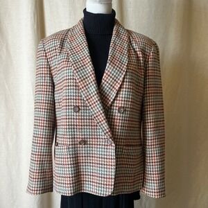 Vintage Pendleton Houndstooth Wool Blazer Petite S USA Brown Plaid